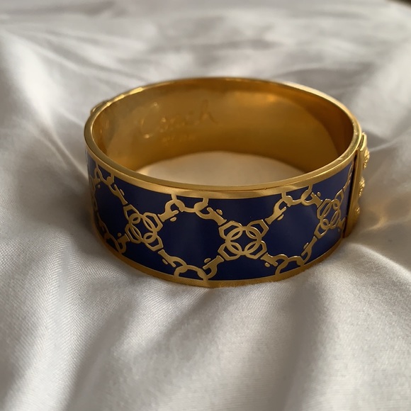 Coach navy enamel and gold bangle bracelet - Picture 6 of 6
